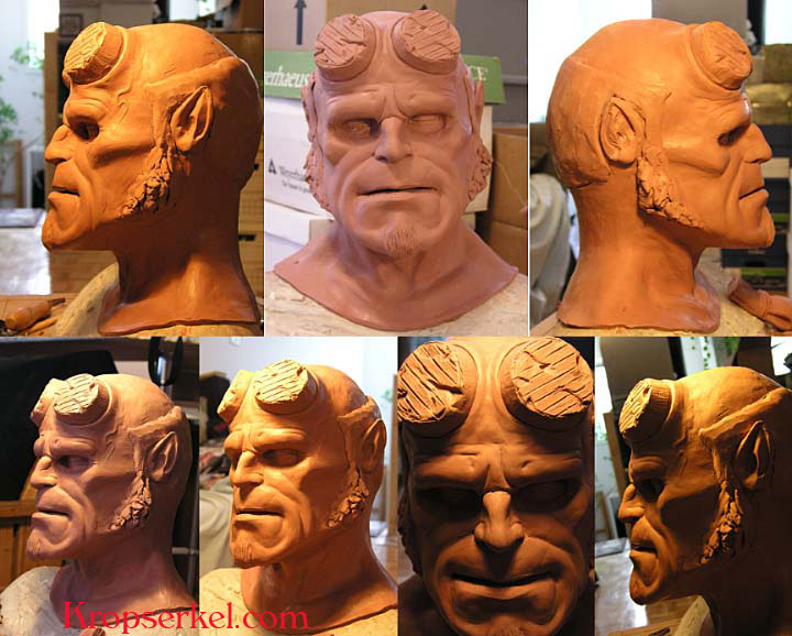 The sculpture of Ron Perlman's Hellboy as a master for our mask